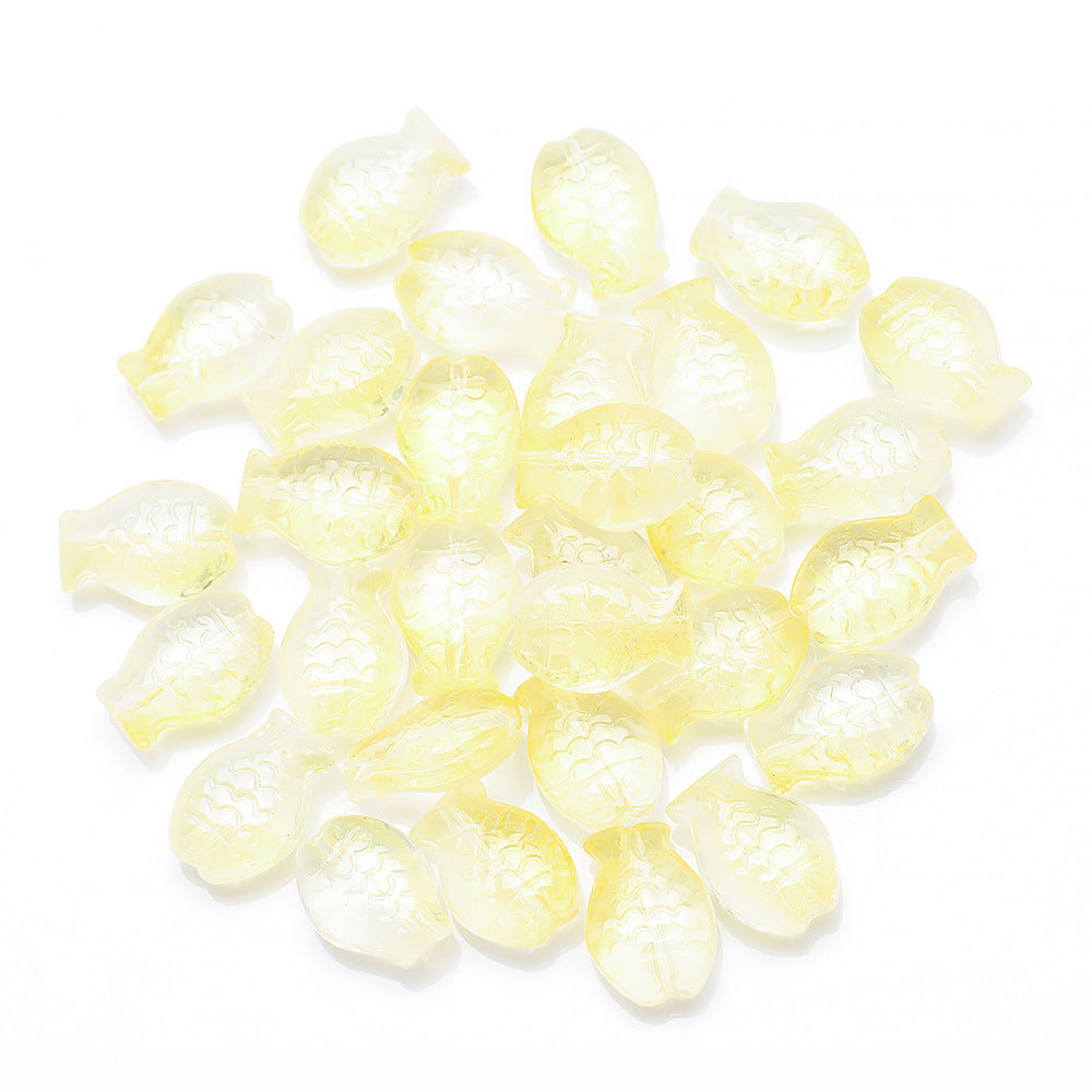 Electroplated Small Fish Glass Beads 10x14mm Translucent 30pcs 26