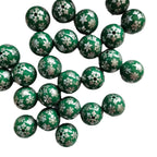Printed Bubblegum Beads 20mm Deep Green Snowflake Glossy 5pcs 4