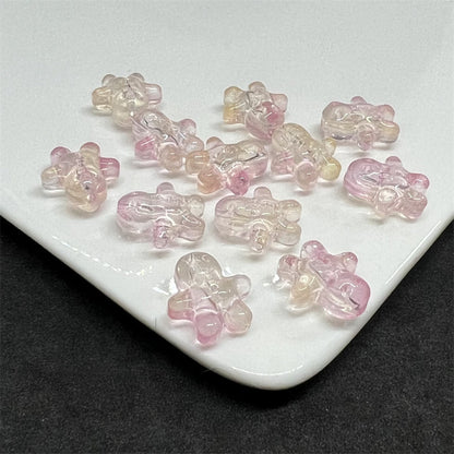 Frosted Gingerbread Man Glass Beads 14x15mm Colorful 100pcs 11