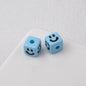 Colorful Smiley Square Acrylic Beads 9mm Enamel Glossy 20pcs 13
