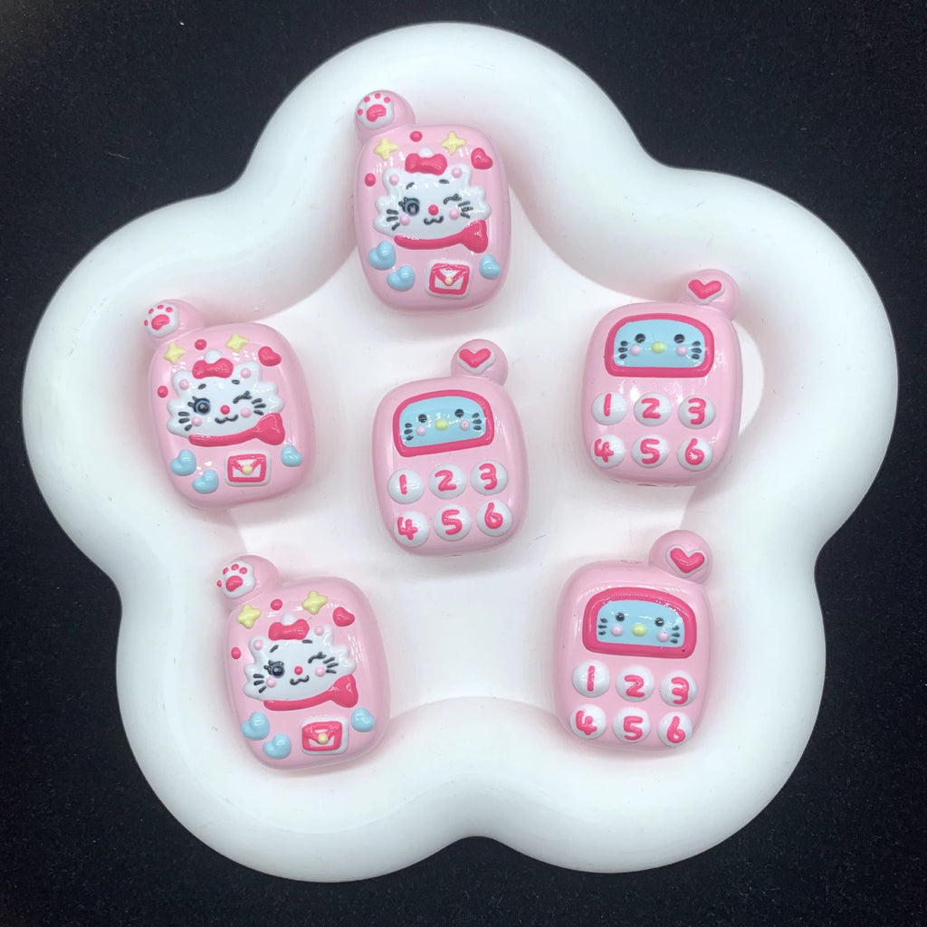 Hand Painted Phone Acrylic Beads 25x35mm Pingu Shin-Chan Design 4pcs 6
