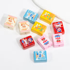 Painted Square Acrylic Beads 20mm Cartoon Snack Box 10pcs 3