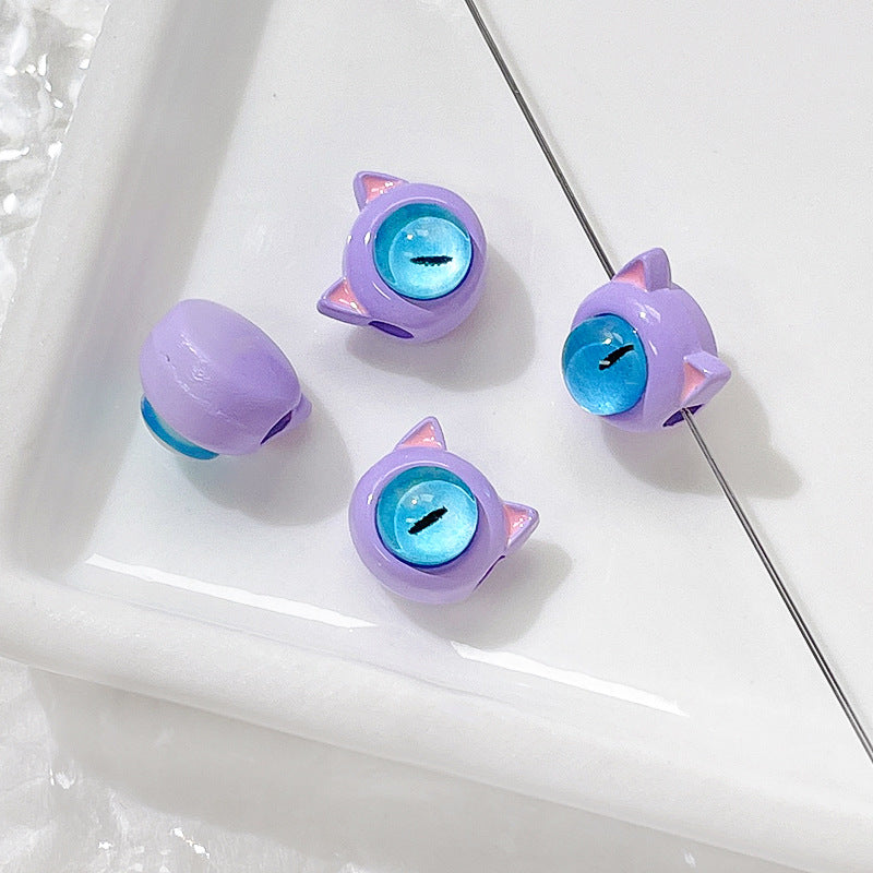 Cat Eye and One-Eyed Beast Metal Beads 10mm Baking Painted 10pcs 14