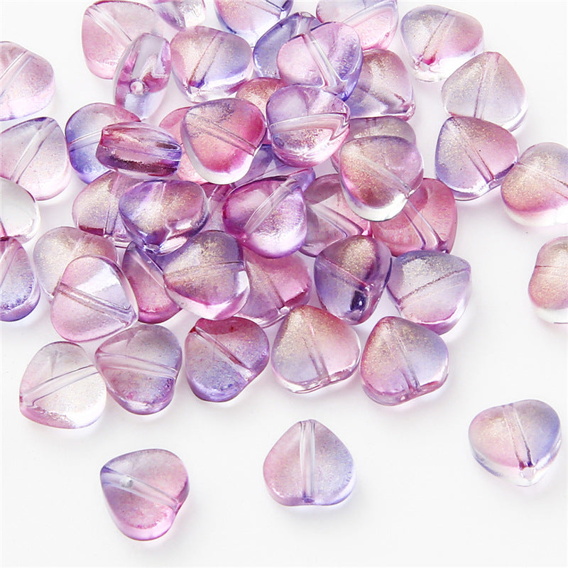 Heart Shape Glass Beads 8mm Frosted Iridescent Pastel 20pcs 16