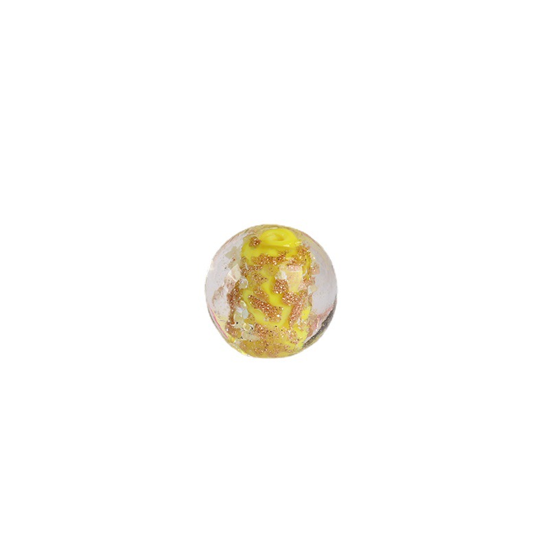 Lampwork Glass Beads Round 8 10 12mm Luminous Porcelain Gold Foil 5pcs 5