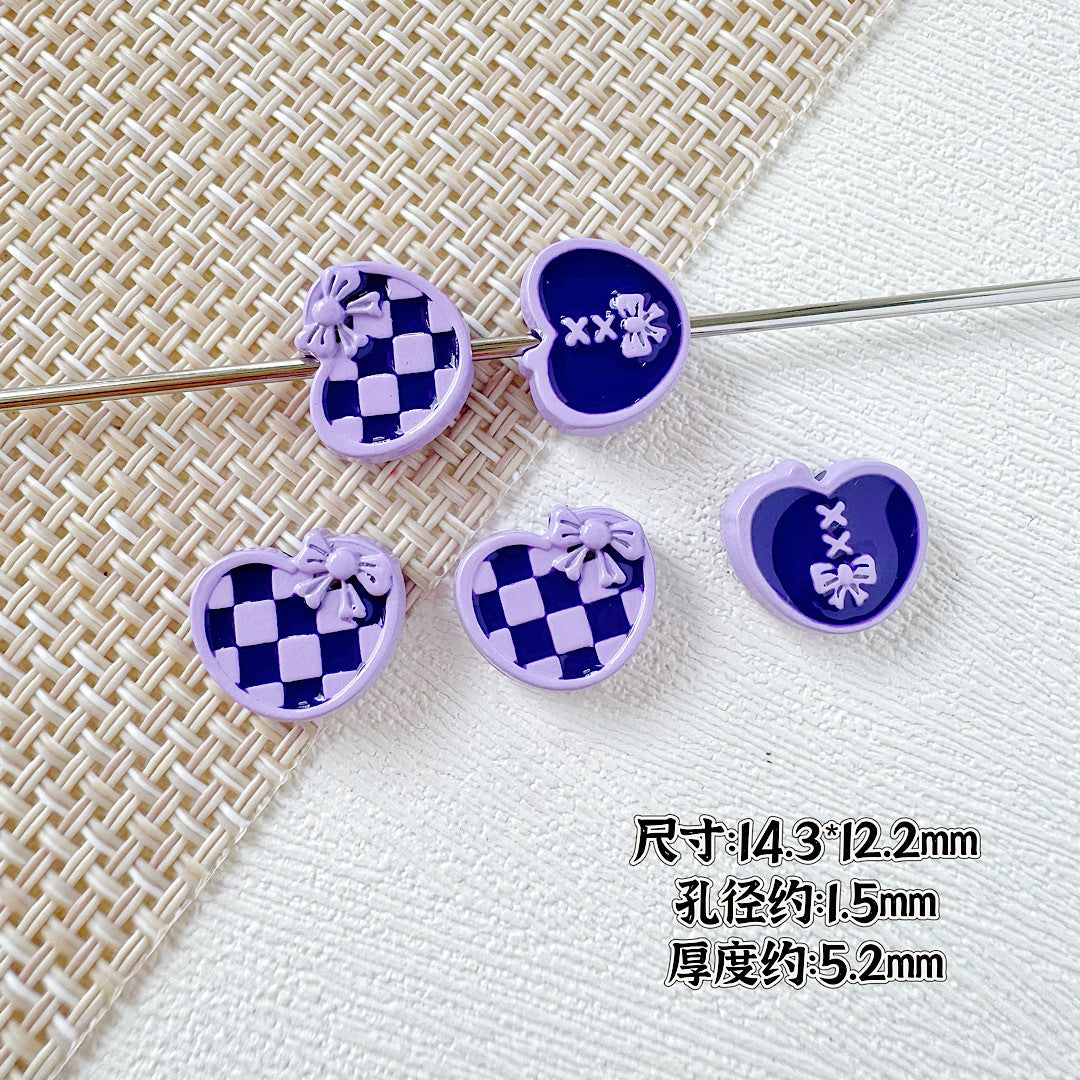 Star and Heart Metal Beads 13mm Baking Painted Houndstooth 10pcs 19