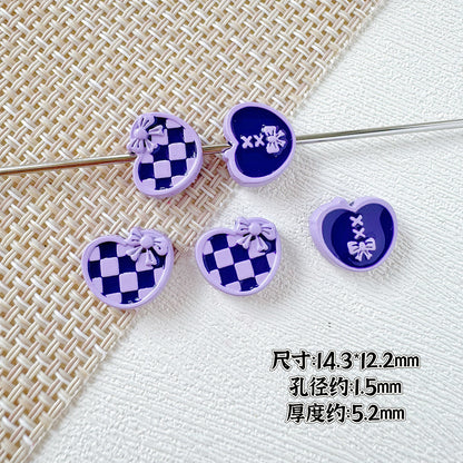 Star and Heart Metal Beads 13mm Baking Painted Houndstooth 10pcs 19