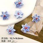 Six Petal Flower Ceramic Beads 16mm Glossy Colorful 10pcs 6