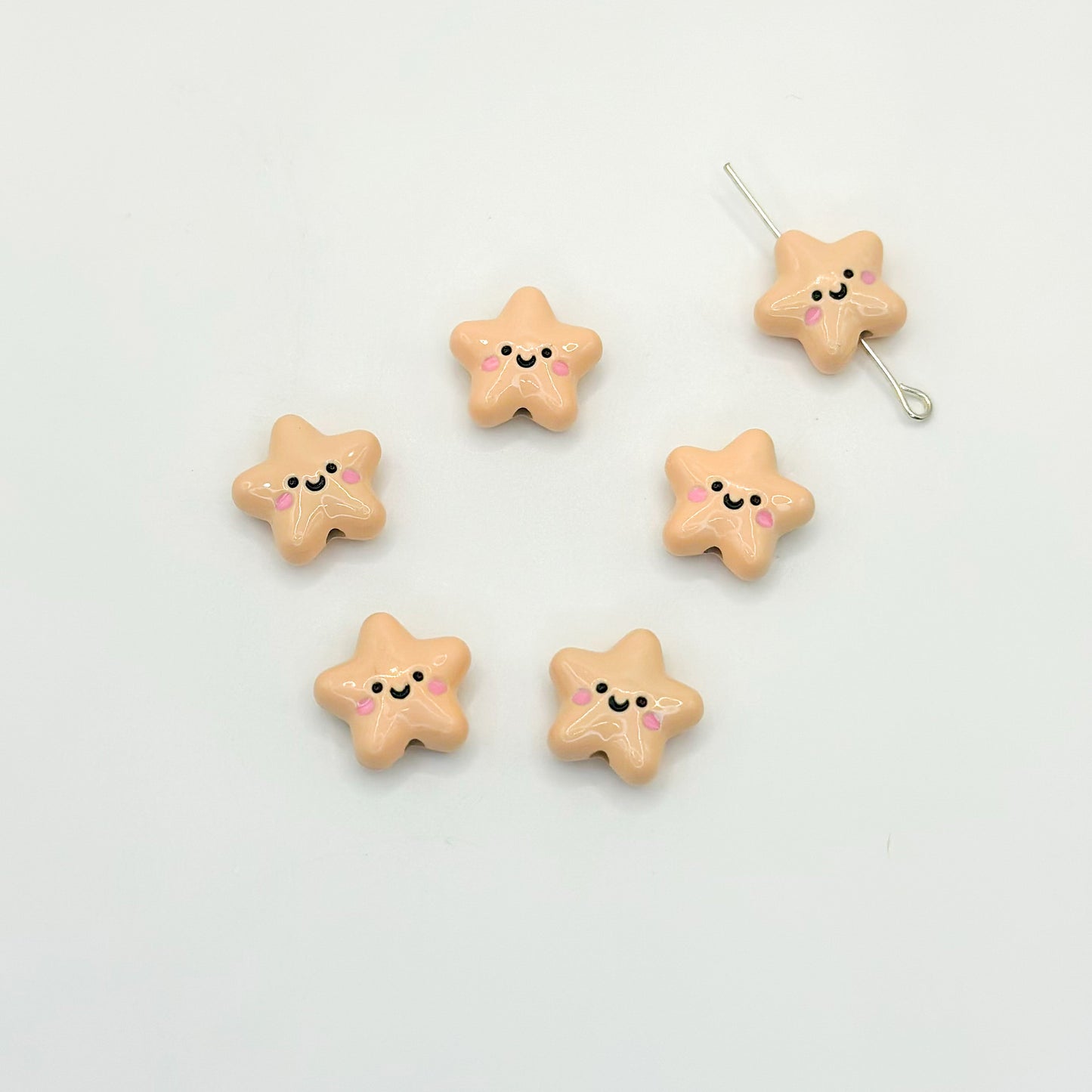Star Metal Beads 13mm Glossy Painted Smiley Face 10pcs 12