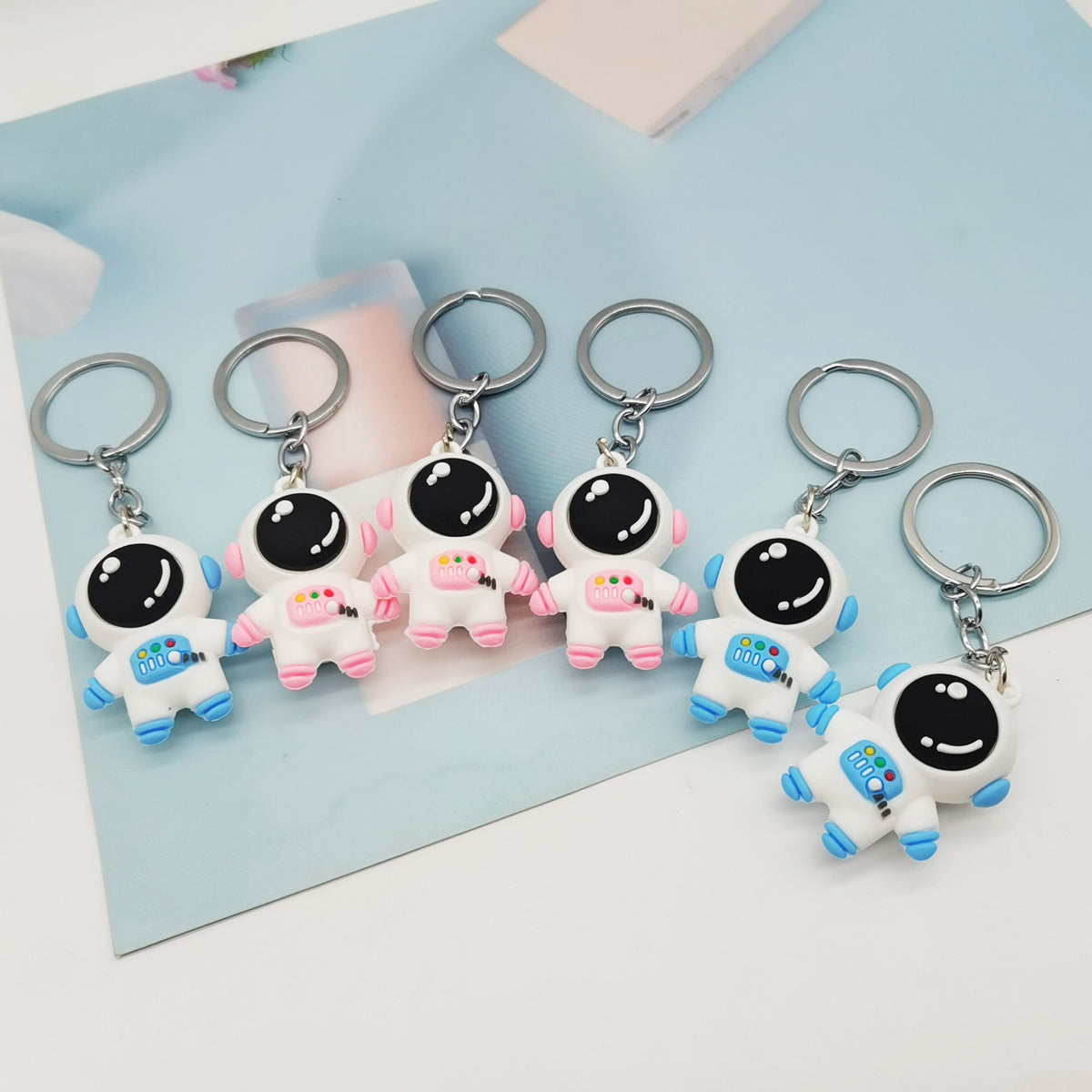 Soft Rubber Astronaut Keychain 3D Cartoon Space Charm 2