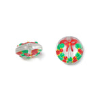 Hand Painted Flat Glass Beads 18mm Double-Sided Enamel Christmas 1pc 4