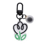 Acrylic Flower Keychain Colorful Tulip Design with Frosted Sphere Charm 12