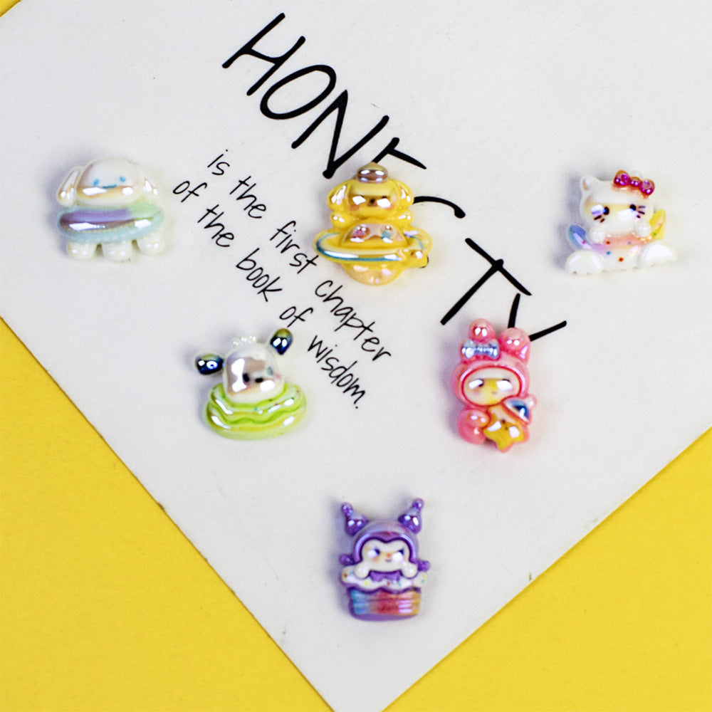 Plating Sanri Universe Series Resin Beads Whimsical Character Design 20pcs 2