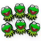 Silicone Focal Beads Frog Smiling Face Green 20pcs 3