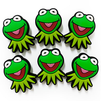 Silicone Focal Beads Frog Smiling Face Green 20pcs 3