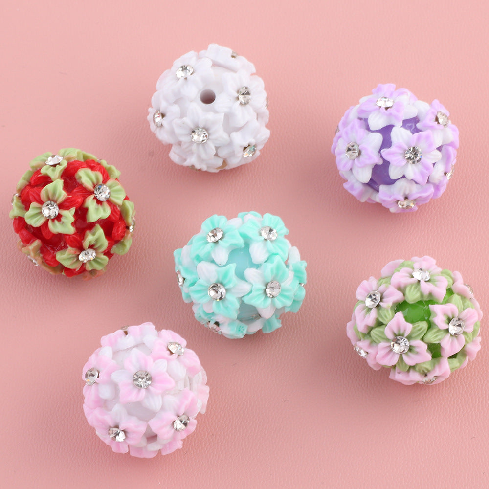 Embellished Bubblegum Beads 22mm Gradient Six Petal Flower Cluster 5pcs 2