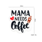 Silicone Focal Beads Mama Needs Coffee Letters Printed Red Heart 20pcs