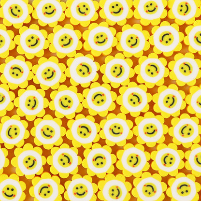 Flower Clay Beads 10mm Yellow Smiley Face Polymer 100pcs 6