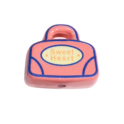 Painted Handbag Acrylic Beads 20/25mm Cartoon Pattern 10pcs 28