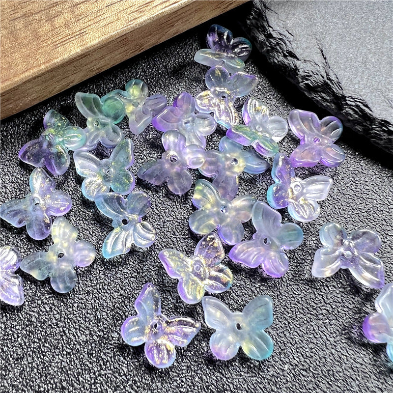 Czech Glass Beads Butterfly 11mm Gradient Purple Blue Green 50pcs 19
