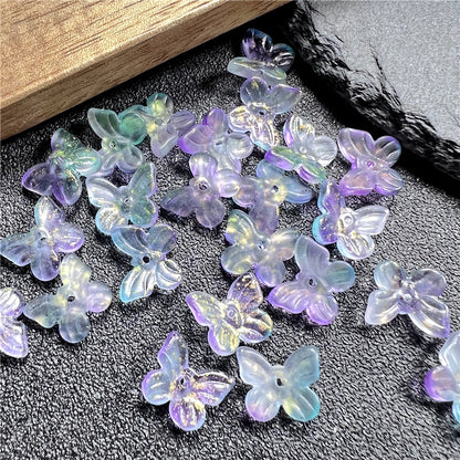Czech Glass Beads Butterfly 11mm Gradient Purple Blue Green 50pcs 19