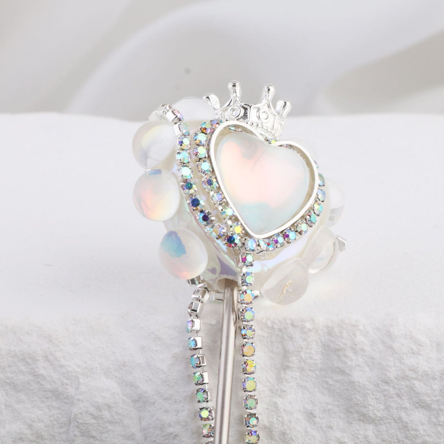 Heart Clay Beads 25mm Imitation Mocha Diamond Tassel Crown 6pcs 8
