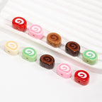 Painted Swiss Roll Acrylic Beads 15x20mm Colorful Glossy Swirl 10pcs 5