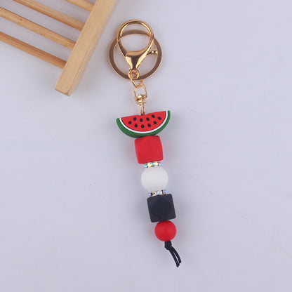 Cartoon Fruit Silicone Bead Keychain Fun Vibrant Colors 9