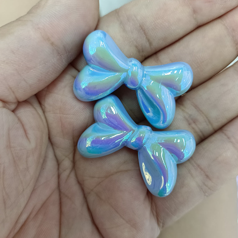 Glow Bow Acrylic Beads 23x35mm Plated Colorful 100pcs 9