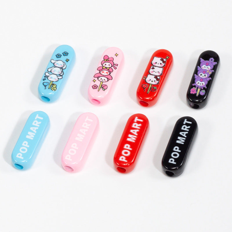 Printed Square Acrylic Beads 20mm Sanrio Candied Hawthorn Skewers 10pcs 4