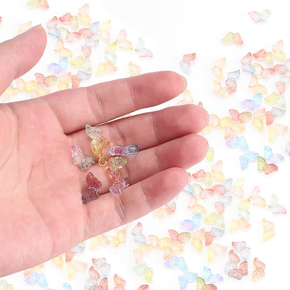 Czech Glass Beads Butterfly 8 15mm Dual Color Gradient Transparent 50pcs 4