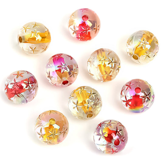 Five-Pointed Star Acrylic Beads 16mm Dyed Core Assorted Colors 30pcs