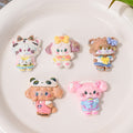 Glossy UV Plating Kitten Resin Beads Playful Pastel Outfits 10pcs 2
