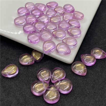 Czech Glass Beads Teardrop 12mm Transparent Iridescent 100pcs 9