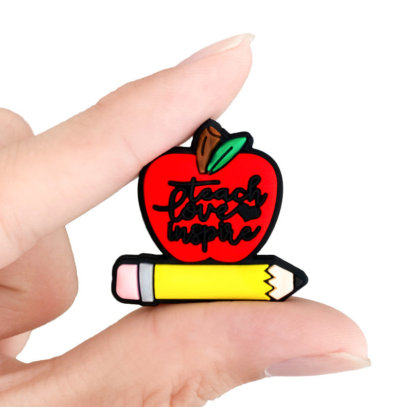 Silicone Focal Beads Apple Pencil Teach Love Inspire Design 20pcs 3
