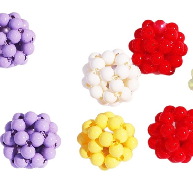 Glossy Hollow Waxberry Resin Beads 16mm Mixed Colors 20pcs 5