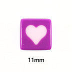 Square Acrylic Beads 11mm Solid Color Heart Star Pattern 20pcs 3