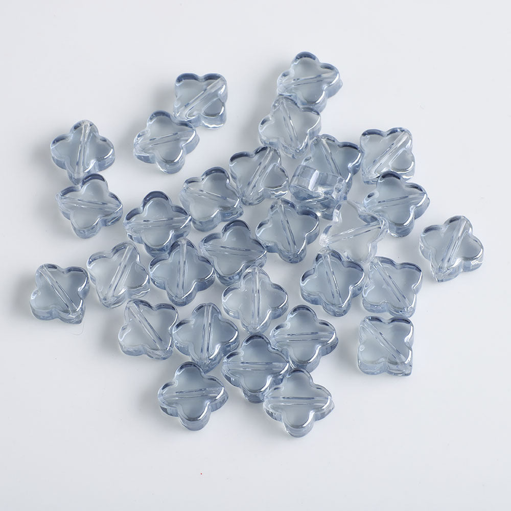 Electroplated Clover Glass Beads 10mm Metallic Colors 30pcs 15