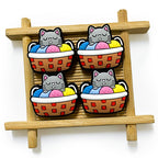 Silicone Focal Beads Lazy Kitten Sleeping in Basket Yarn 20pcs 3