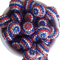 Rhinestone Bubblegum Beads 16-22mm Patriotic Striped Red White Blue 5pcs 2
