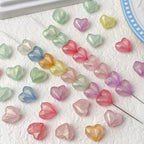 Faceted Glitter Heart Acrylic Beads 14mm Colorful Mixed 30pcs 4