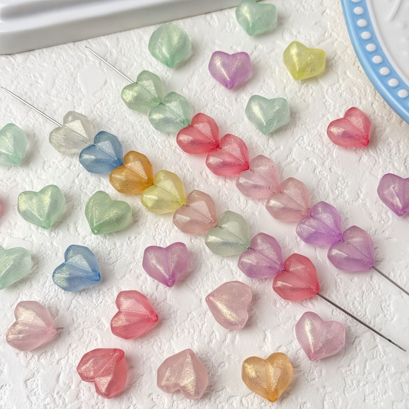 Faceted Glitter Heart Acrylic Beads 14mm Colorful Mixed 30pcs 4