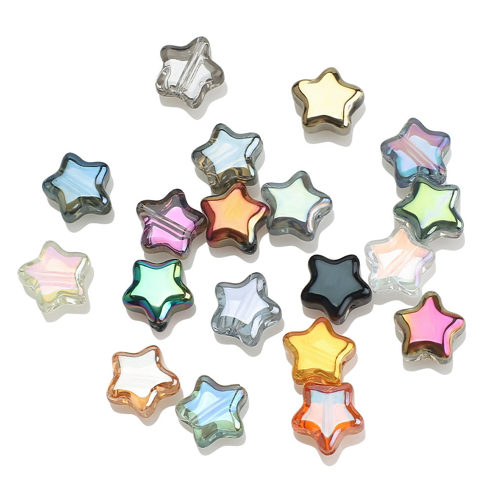 Plated Star Shaped Glass Beads 8mm Rainbow Electroplated 100pcs 5