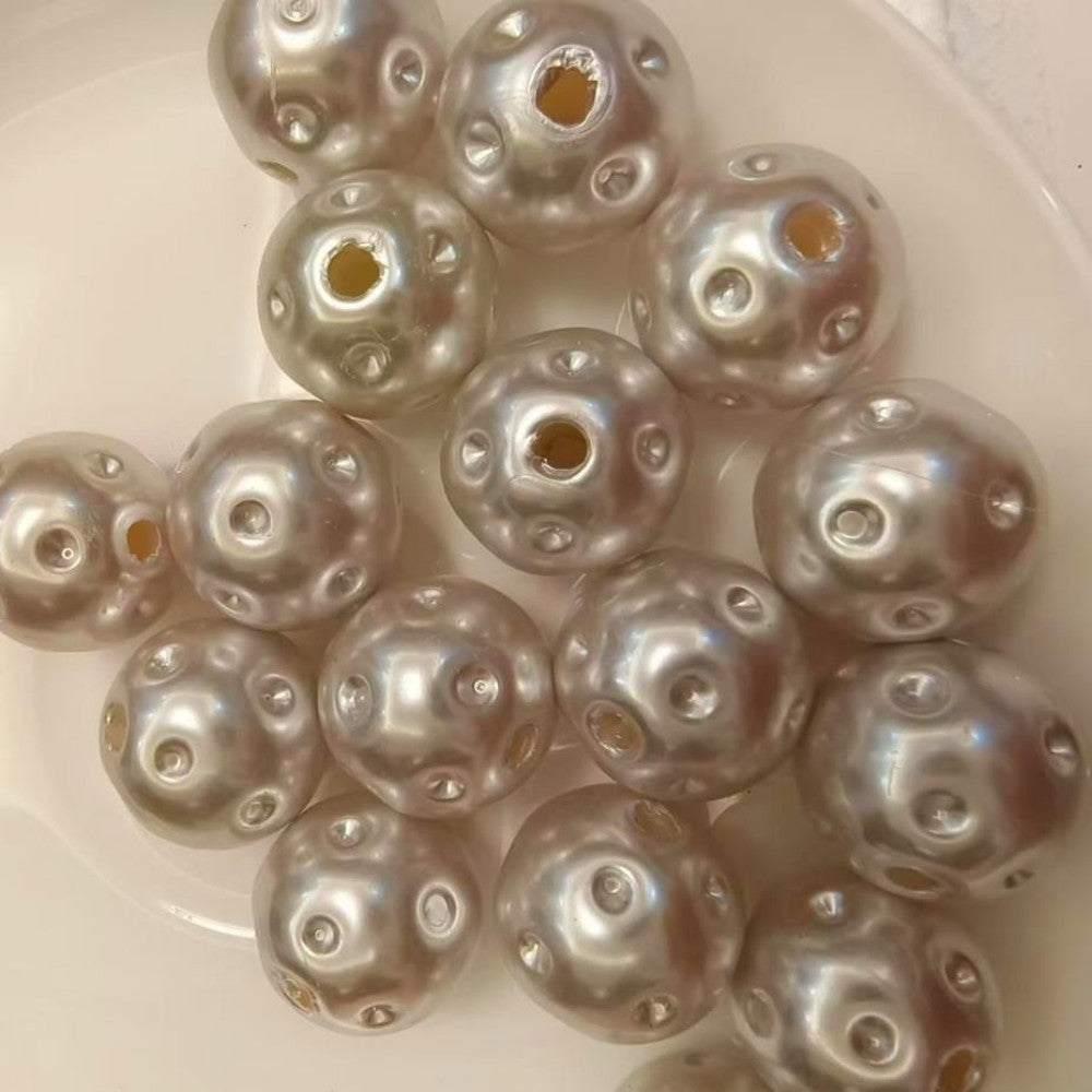 Opaque Bubblegum Beads 20mm Dimpled Faux Pearl White 20pcs