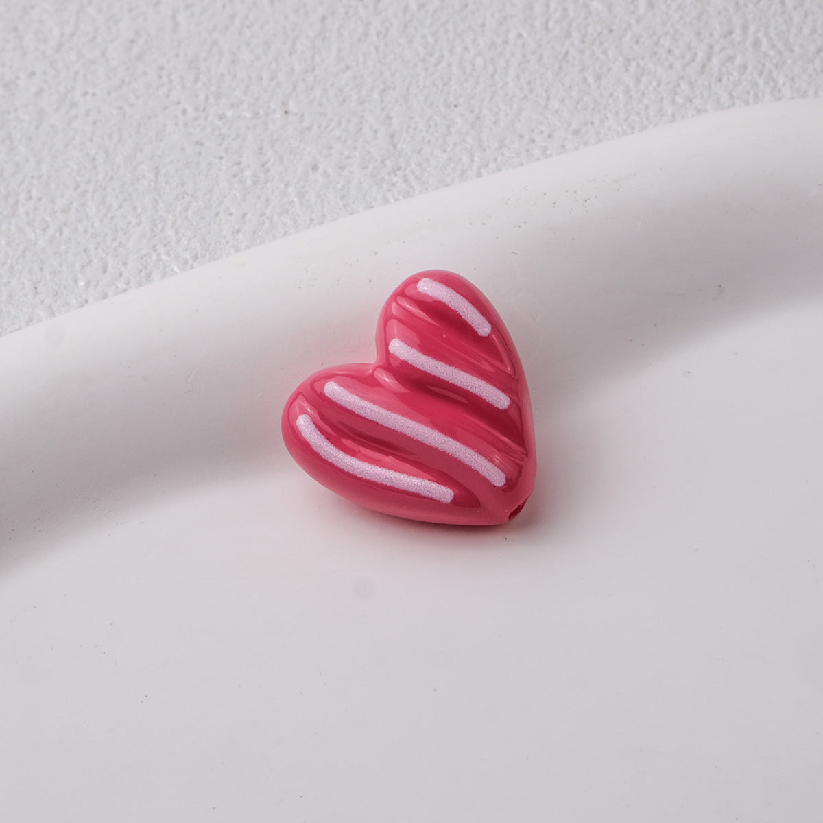 Wavy Stripe Heart Acrylic Beads 19mm Colorful Mixed 20pcs 11