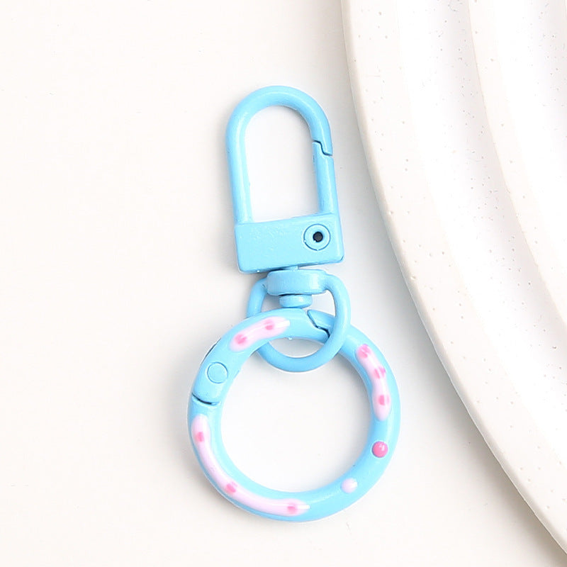 Zinc Alloy Donut Keychain Clasps Spray Painted Hand Paint 51mm 10pcs 12