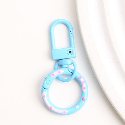 Zinc Alloy Donut Keychain Clasps Spray Painted Hand Paint 51mm 10pcs 12