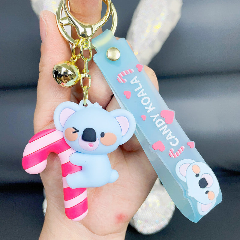 Resin Cartoon Koala Couple Keychain Candy Charm with Bells 3