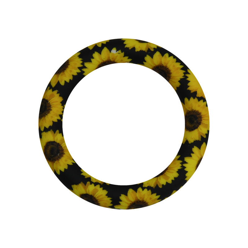 65mm Printed Silicone Rings Floral and Geometric Designs
