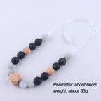 Octagon Silicone Beaded Keychain Necklace Matte Black White Wood 5